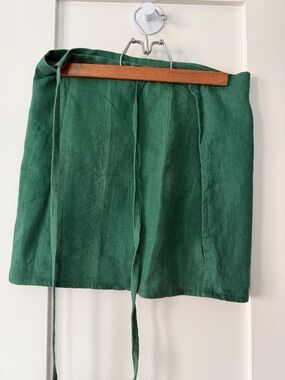 Green Linen wrap Mini Skirt